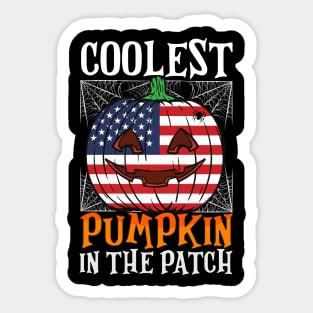 Coolest Pumpkin In The Patch US Flag Jack O’ Lantern Funny Sticker